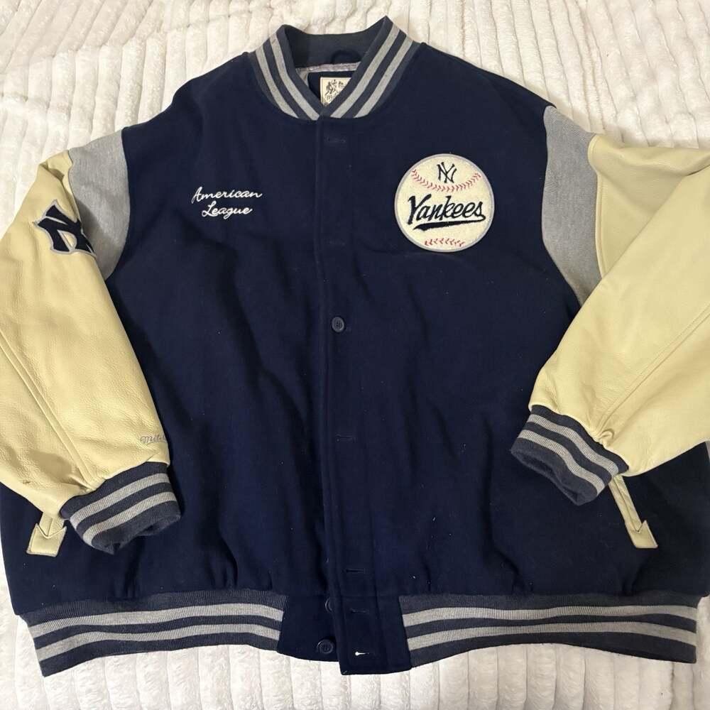 Mitchell & Ness New York Yankees Wool Leather Varsity Jacket 5XL Vintage MLB